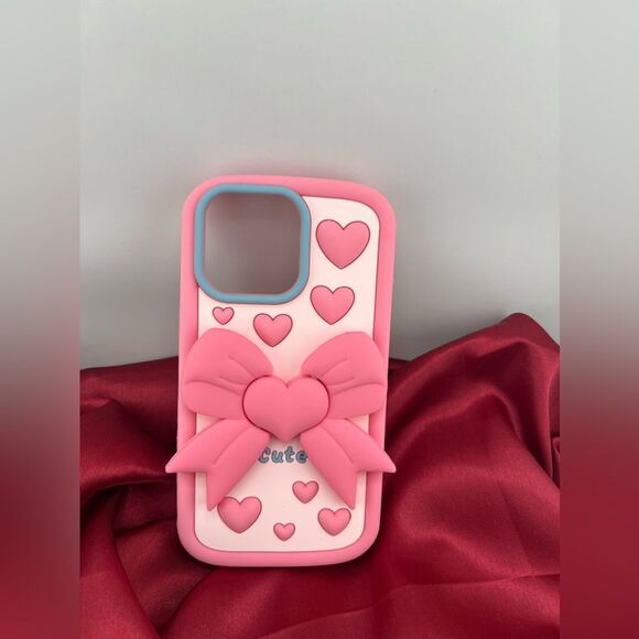 Cute Pink Heart Bow iPhone 15 Pro Max Case - Picture 5 of 6